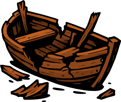 Broken boat.
In-Game asset.  2d.  High contrast.  No shadows