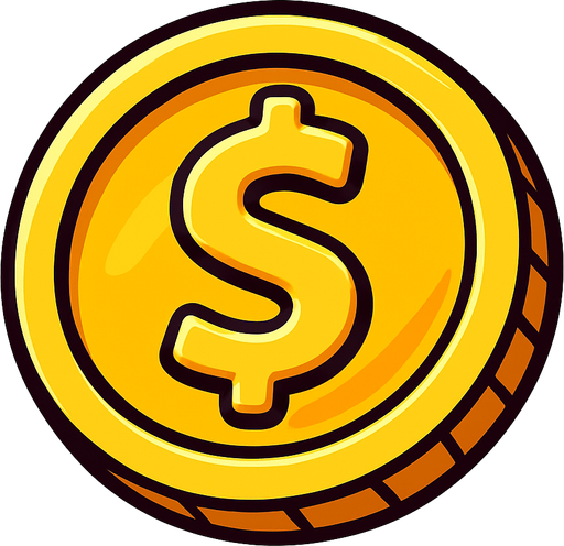 Gold coin.
In-Game asset.  2d.  High contrast.  No shadows