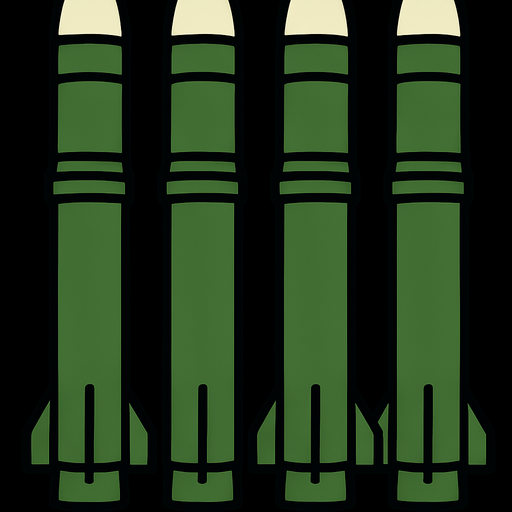 only green missiles with white caps, same as in the image