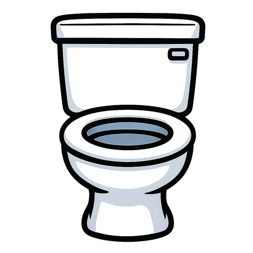 A white toilet facing toward.
In-Game asset.  2d.  High contrast.  No shadows