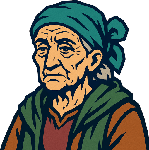 old woman.
In-Game asset.  2d.  High contrast.  No shadows