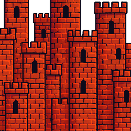 fondo de torres de ladrillos.
In-Game asset.  2d.  High contrast.  No shadows