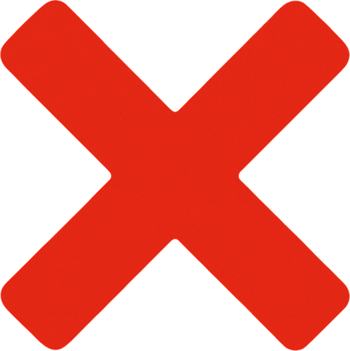 red X.
In-Game asset.  2d.  High contrast.  No shadows