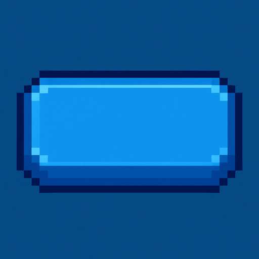 Blank blue button 2d pixilated topdown.
In-Game asset.  2d.  High contrast.  No shadows