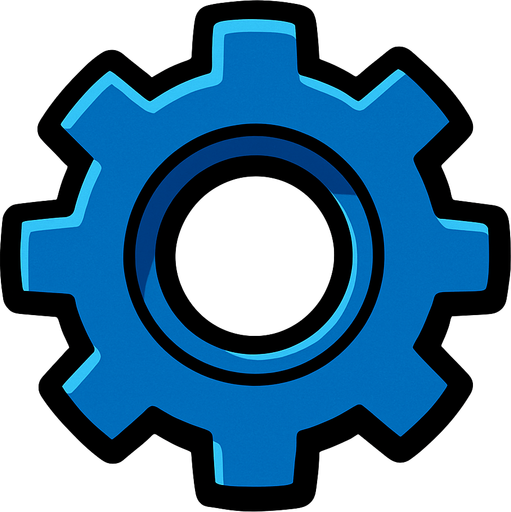Engranaje azul.
In-Game asset.  2d.  High contrast.  No shadows