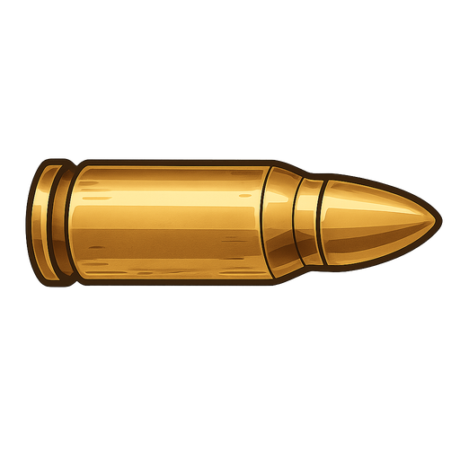 altın renginde mermi. No background. Transparent background. Blank background. No shadows. 2d. In-Game asset. flat