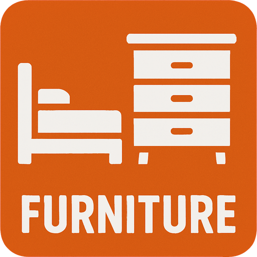 Eşya kategorisi butonu. Üstünde "furniture" yazsın.
In-Game asset.  2d.  High contrast.  No shadows