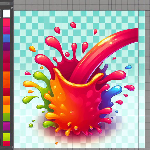 juice splash asset.
Single Game Texture.  In-Game asset.  2d.  Blank background.  High contrast.  No shadows