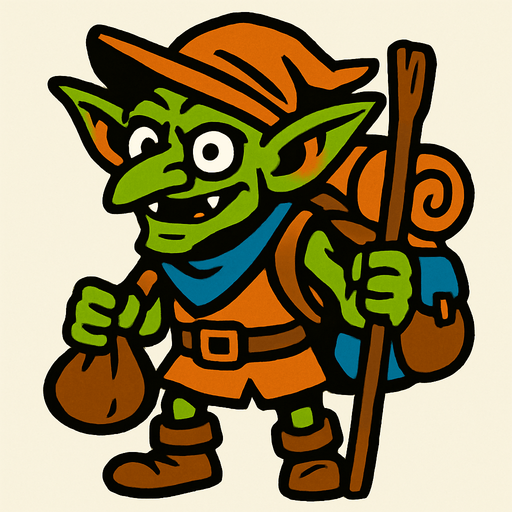 gezgin goblin.
In-Game asset.  2d.  High contrast.  No shadows