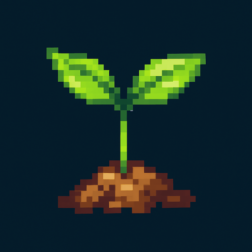 newly sprouted plant.
In-Game asset.  2d.  High contrast.  No shadows. pixel