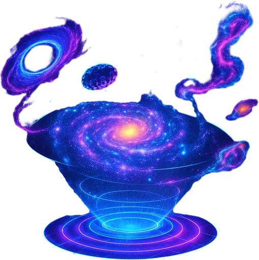 3d hologram neon cyberpunk starlight magick galaxy overlay projection asteroid starfield  magical dimension videogame Map outerspace magical mystical cosmic colorful glowing scene blackholes supernovas nebulas galaxies universe background scene
