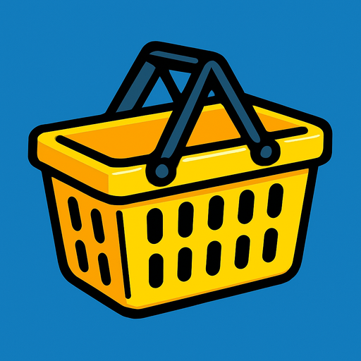 Market sepeti sarı renk oyuncak gibi.
In-Game asset.  2d.  High contrast.  No shadows