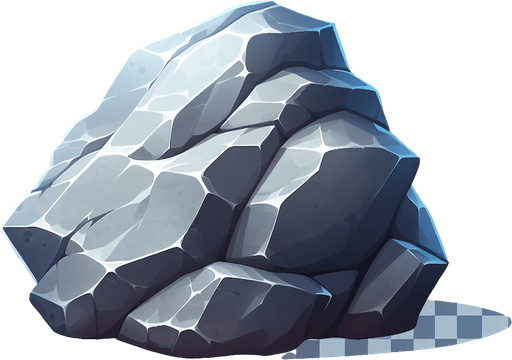A rough edged rock. Transparent image..
Single Game Texture. In-Game asset. 2d. Blank background. High contrast. No shadows.