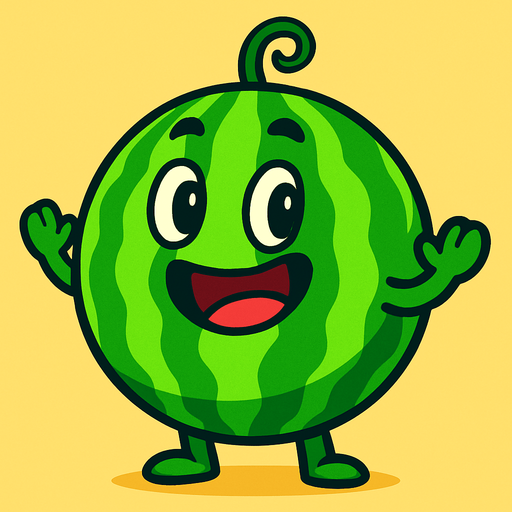 melon animado.
In-Game asset.  2d.  High contrast.  No shadows