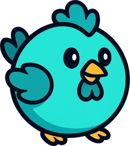 cyan chicken ball.
In-Game asset.  2d.  High contrast.  No shadows