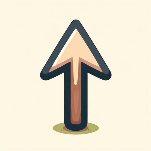 A cartoon style upward arrow.
Single Game Texture. In-Game asset. 2d. Blank background. High contrast. No shadows.
