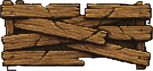 a realistic 16 bit top view cracked wooden barrier from a warzone, with the size of 600 x 100. Seen from above.
In-Game asset.  2d.  High contrast.  No shadows