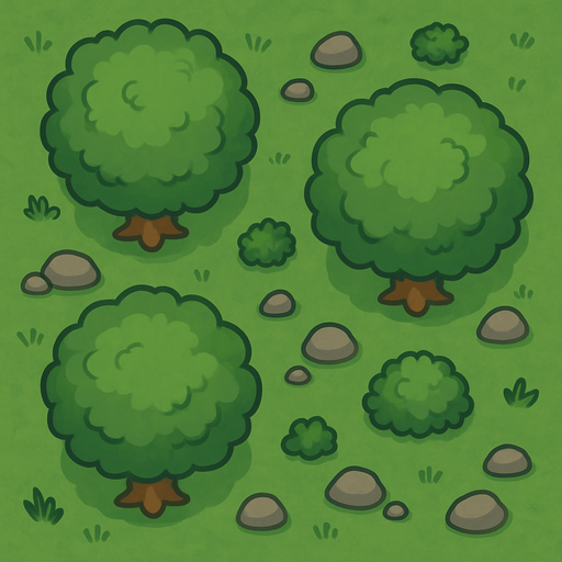 forest tile on top viewing.
In-Game asset.  2d.  No shadows