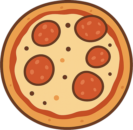 a pizza. No background. Transparent background. Blank background. No shadows. 2d. In-Game asset. flat