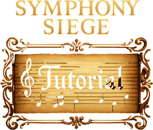 Diseña un botón visual para un videojuego llamado Symphony Siege, destinado a la opción "Tutorial". El estilo debe ser coherente con una interfaz inspirada en una sala de conciertos clásica: elegante, musical y refinada. El botón debe incluir la palabra "Tutorial" centrada, usando una tipografía manuscrita o de partitura antigua, legible y estilizada. El fondo puede simular una partitura enrollada, una tablilla de madera pulida o una tecla de piano estirada horizontalmente. El contorno del botón debe tener detalles ornamentales dorados o cobrizos, evocando la estética barroca o sinfónica. El tono general debe ser acogedor y educativo, sin perder la elegancia musical.
In-Game asset.  2d.  High contrast.  No shadows