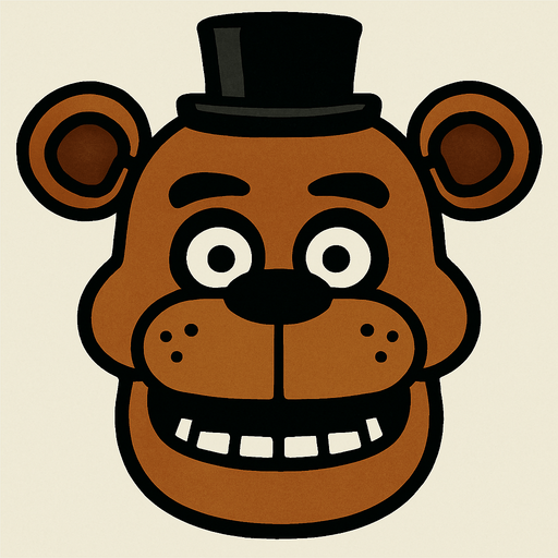 Mascara de Freddy Fazbear.
In-Game asset.  2d.  High contrast.  No shadows