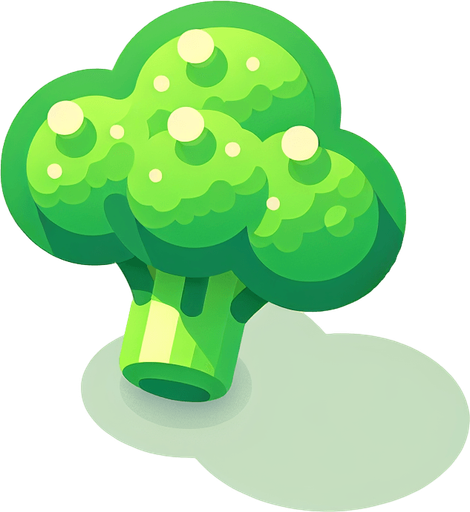 Broccoli
Single Game Texture. In-Game asset. 2d. Blank background. High contrast. No shadows.