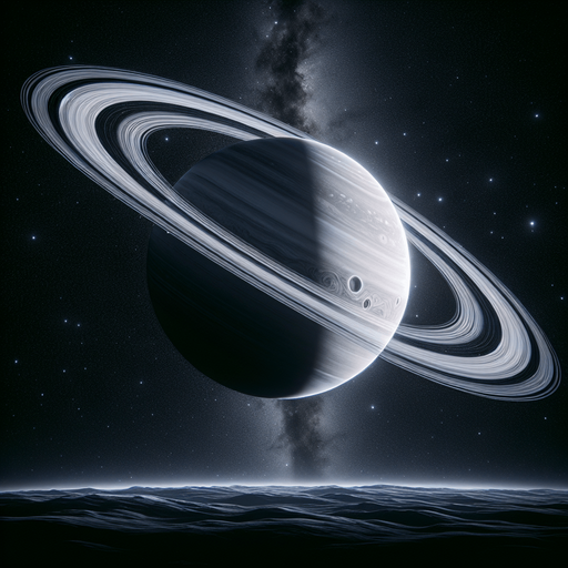 planet with rings.
black background. full, with margin.
