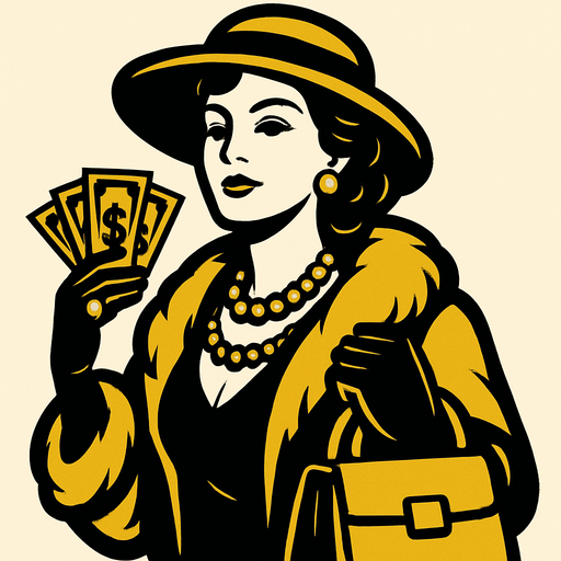 a rich woman.
In-Game asset.  2d.  High contrast.  No shadows