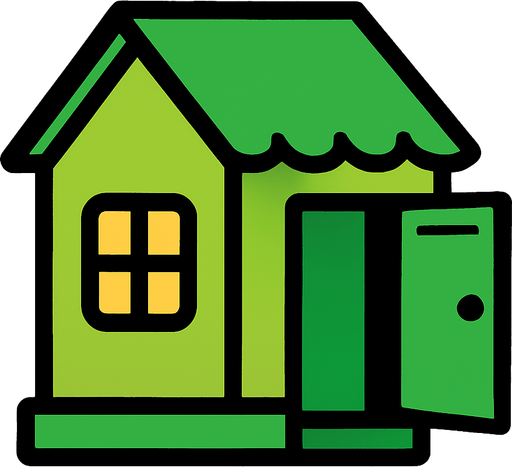 green house, open door looking left.
In-Game asset.  2d.  High contrast.  No shadows