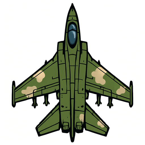 military plane. from top side 

In-Game asset.  2d.  High contrast.  No shadows
