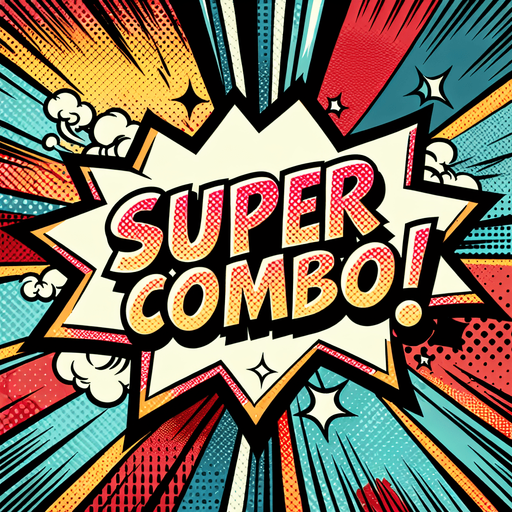 text popup "SUPER COMBO!".
comic style
