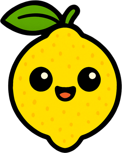 Lemon with cute face.
In-Game asset.  2d.  High contrast.  No shadows