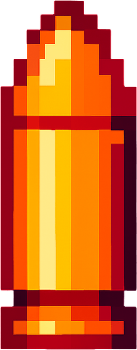 2D retro tarzı bir mermi, dikey.
In-Game asset.  2d.  High contrast.  No shadows