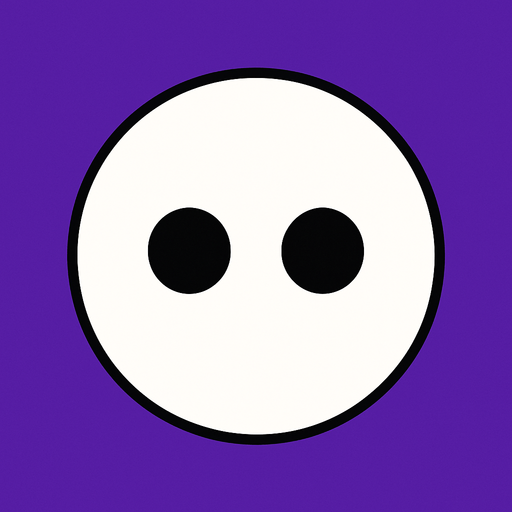 White circle with two eyes, seen from above..
In-Game asset.  2d.  High contrast.  No shadows