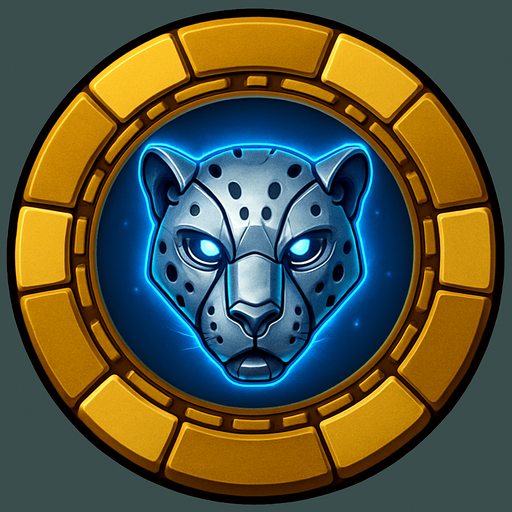Change the image of a shield in the center into a robotic cheetah head.