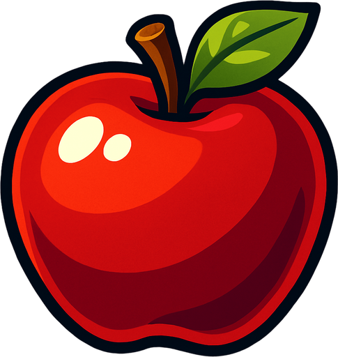 Shiny apple.
In-Game asset.  2d.  High contrast.  No shadows
