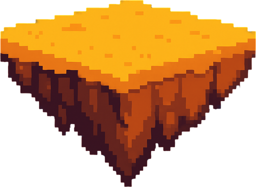 Arena flotante , plano, pixelart.
In-Game asset.  2d.  High contrast.  No shadows