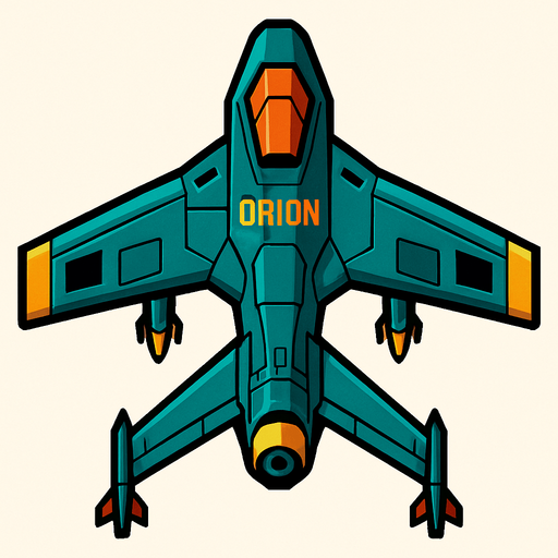 A Orion fighter UAV..
In-Game asset.  2d.  High contrast.  No shadows. Top down view