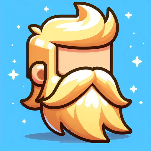 frozen golden beard, only beard, cartoon, side view Single Game Texture. In-Game asset. 2d. Blank background. High contrast. No shadows.