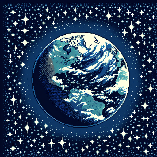 2d anime style image about earth from space with full of stars
Single Game Texture.  In-Game asset.  2d.  Blank background.  High contrast.  No shadows