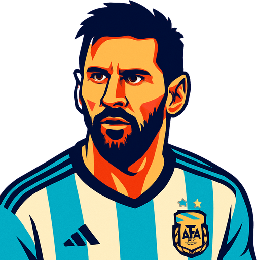 Lionel Messi.
In-Game asset.  2d.  High contrast.  No shadows