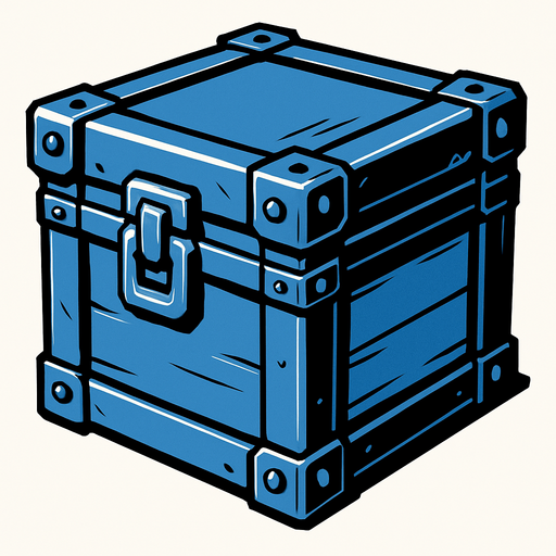 a steel box.
In-Game asset.  2d.  High contrast.  No shadows