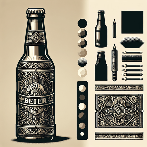 western glass beer bottle.
Single Game Texture. In-Game asset. 2d. Blank background. High contrast. No shadows.