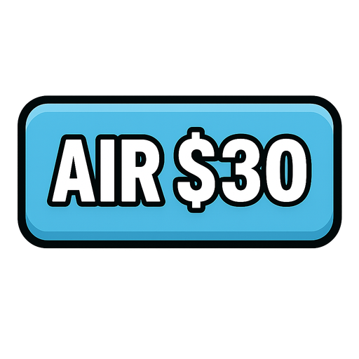 Make button light blue and say air $30