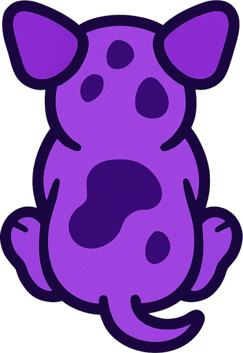 purple dog top view.
In-Game asset.  2d.  High contrast.  No shadows
