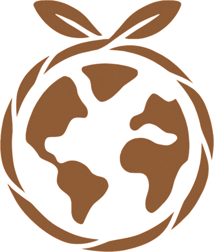 El símbolo de Gaia, sin texto, color verde y café