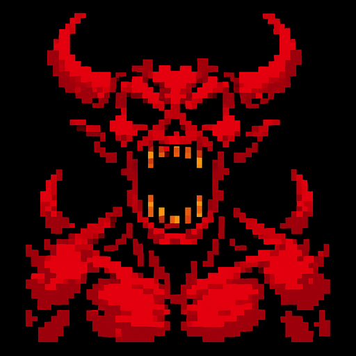 hell monster piksel.
In-Game asset.  2d.  High contrast.  No shadows