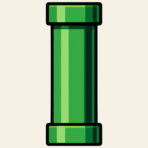 vertical long pipe.
In-Game asset.  2d.  High contrast.  No shadows