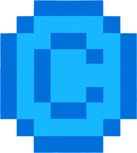 3x3 pixel blue coin.
In-Game asset.  2d.  High contrast.  No shadows. Pixel art. retro arcade