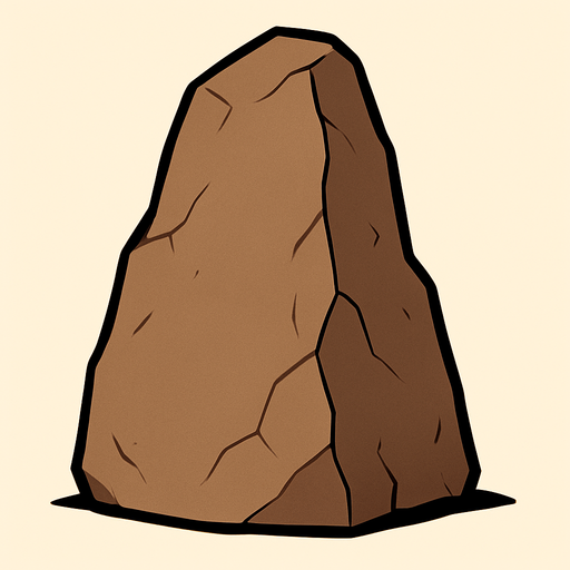 tall rock, brown, very solid, really thick black outline